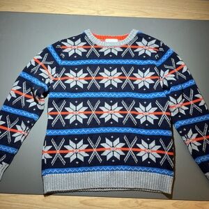 Hanna Andersson Blue and Gray Snowflake Crewneck Sweater